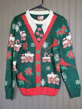 Party Sweater Ugly Christmas Sweater Knit Pullover Holiday Green Red Men's Small